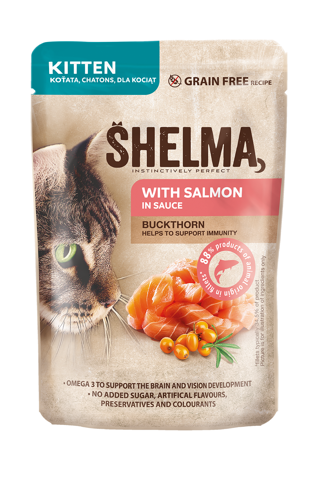Nourriture pour chat Shelma - nourriture pour chaton riche en dinde fraîche  - 5 x 750g
