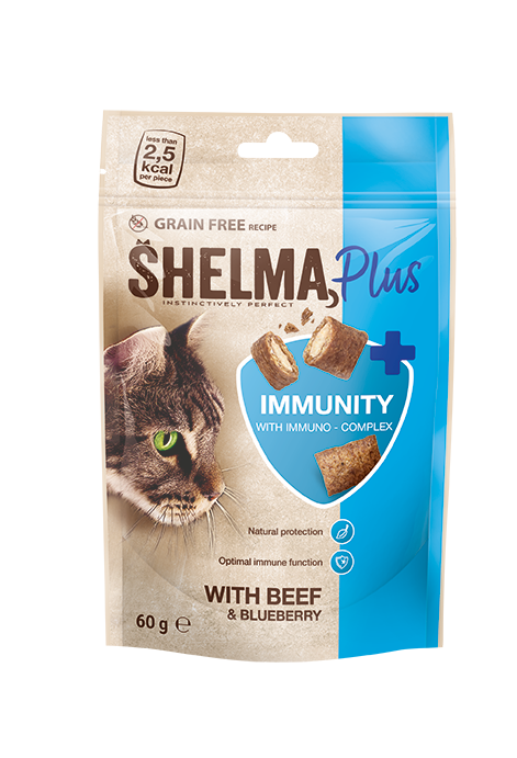 Grain free pillows for cats with beef and blueberries, with immunity support